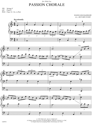 Passion Chorale by Hans Leo Hassler - Sheet Music