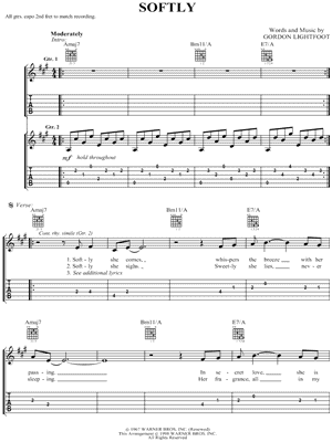 Softly by Gordon Lightfoot - Sheet Music
