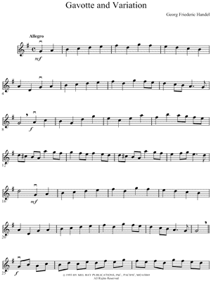 Gavotte and Variation by George Frederick Handel - Sheet Music