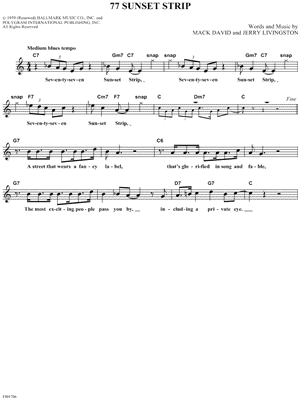 77 Sunset Strip by Jerry Livingston - Sheet Music
