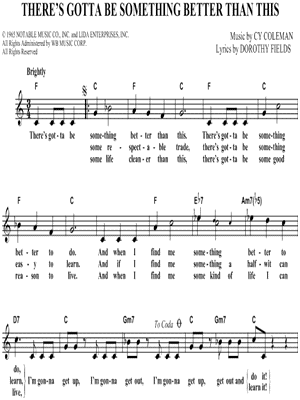 There's Gotta Be Something Better Than This from Sweet Charity - Sheet Music