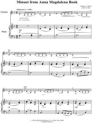 Minuet in G - Piano Accompaniment by Johann Sebastian Bach - Sheet Music