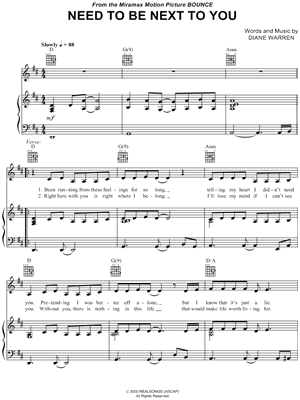 Need To Be Next To You by Leigh Nash - Sheet Music