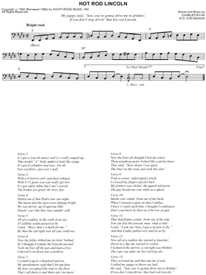 Hot Rod Lincoln by Commander Cody - Sheet Music