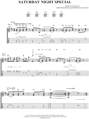 Saturday Night Special by Lynyrd Skynyrd - Sheet Music