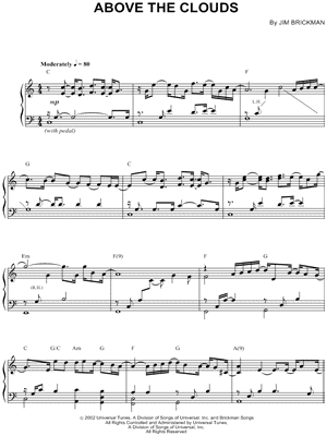Above the Clouds by Jim Brickman - Sheet Music