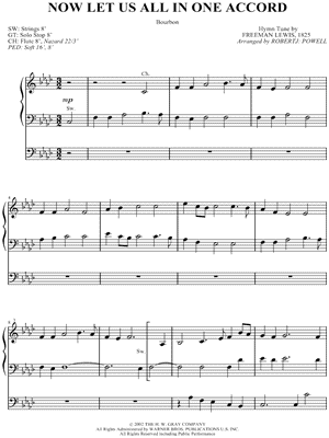 Now Let Us All In One Accord by Freeman Lewis - Sheet Music