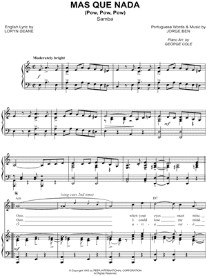 Mas Que Nada by Jorge Ben - Sheet Music