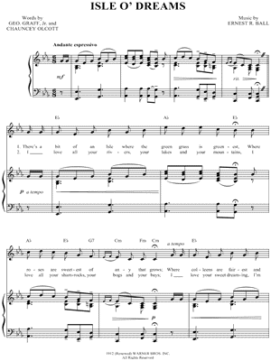Isle O' Dreams by Ernest R. Ball - Sheet Music
