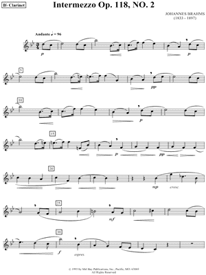 Intermezzo Op. 118, No. 2 by Johannes Brahms - Sheet Music