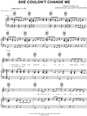 She Couldn't Change Me by Montgomery Gentry - Sheet Music