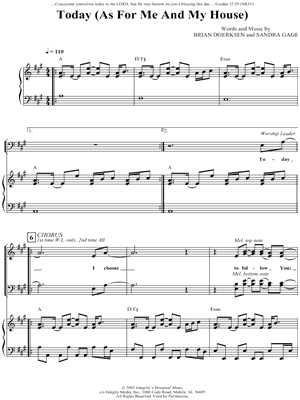 Today (As for Me and My House) by Brian Doerksen - Sheet Music