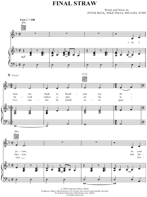 Final Straw by R.E.M. - Sheet Music