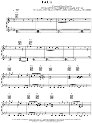 Talk by Coldplay - Sheet Music