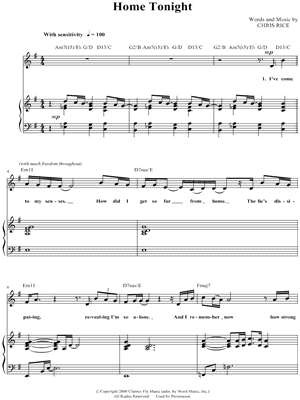Home Tonight by Chris Rice - Sheet Music