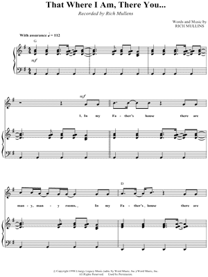 That Where I Am, There You... by Rich Mullins - Sheet Music