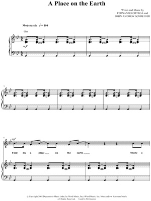 A Place on the Earth by Fernando Ortega - Sheet Music