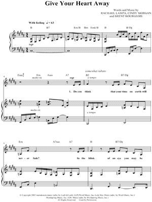 Give Your Heart Away by Rachael Lampa - Sheet Music