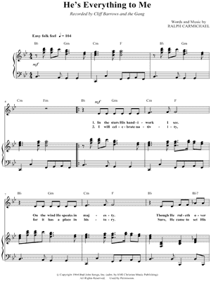 He's Everything To Me by Cliff Barrows and the Gang - Sheet Music