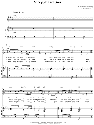Sleepyhead Sun by Chris Rice - Sheet Music