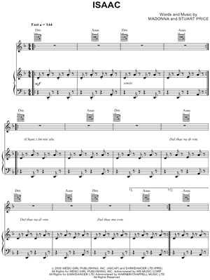 Isaac by Madonna - Sheet Music