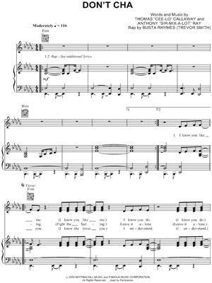 Don't Cha by Busta Rhymes - Sheet Music