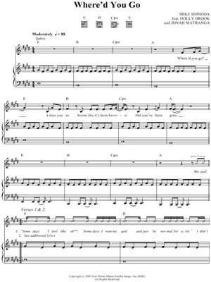 Where'd You Go by Fort Minor - Sheet Music