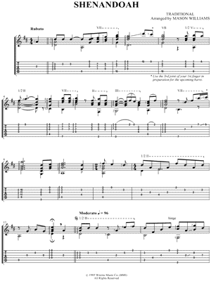 Shenandoah by Mason Williams - Sheet Music