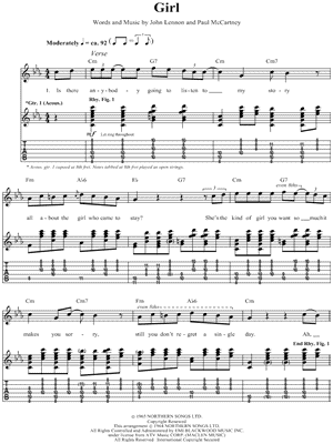 Girl by The Beatles - Sheet Music