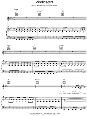 Vindicated by Dashboard Confessional - Sheet Music