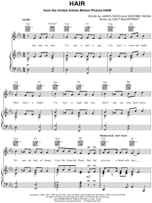 Hair by James Rado - Sheet Music
