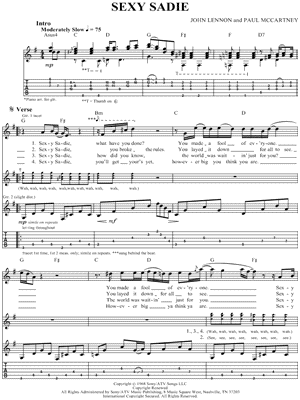 Sexy Sadie by The Beatles - Sheet Music