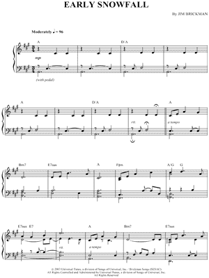 Early Snowfall by Jim Brickman - Sheet Music