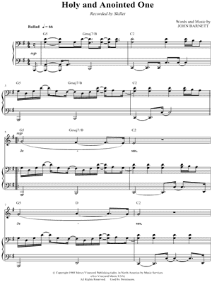 Holy and Anointed One by Skillet - Sheet Music