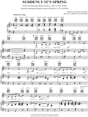 Suddenly It's Spring by Frank Sinatra - Sheet Music