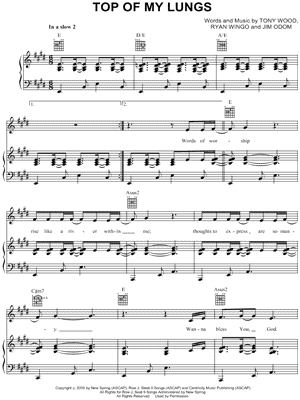 Top of My Lungs by Phillips Craig & Dean - Sheet Music