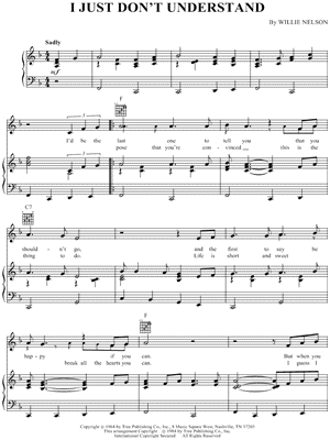 I Just Don't Understand by Willie Nelson - Sheet Music