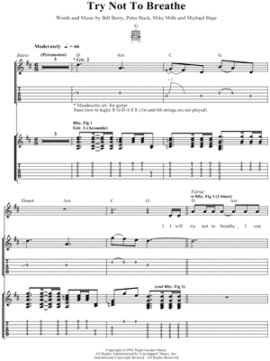 Try Not To Breathe by R.E.M. - Sheet Music