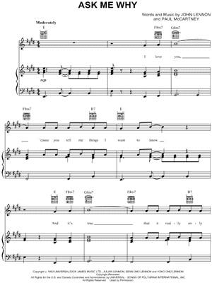 Ask Me Why by The Beatles - Sheet Music