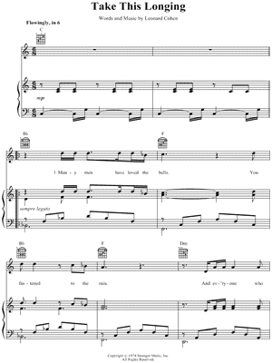 Take This Longing by Leonard Cohen - Sheet Music