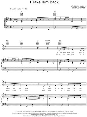 I Take Him Back by Mike Bowling - Sheet Music