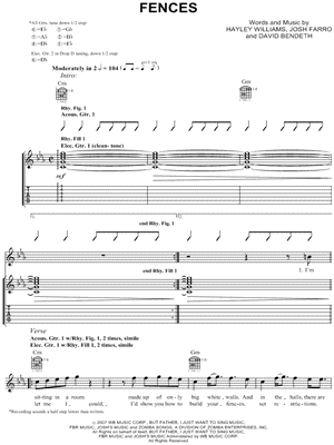 Fences by Paramore - Sheet Music