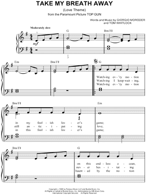 Take My Breath Away by Berlin - Sheet Music