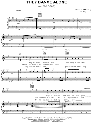 They Dance Alone by Sting - Sheet Music