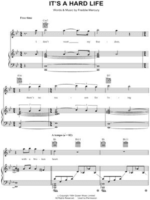 It's a Hard Life by Queen - Sheet Music