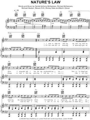 Nature's Law by Embrace - Sheet Music