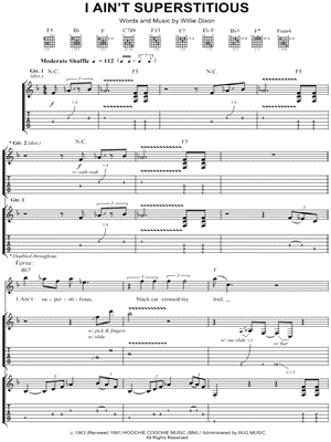 I Ain't Superstitious by Jeff Beck - Sheet Music