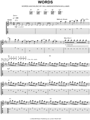 Words by Doves - Sheet Music