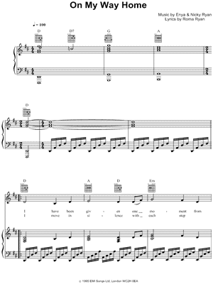 On My Way Home by Enya - Sheet Music