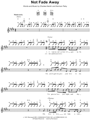 Not Fade Away by Buddy Holly - Sheet Music